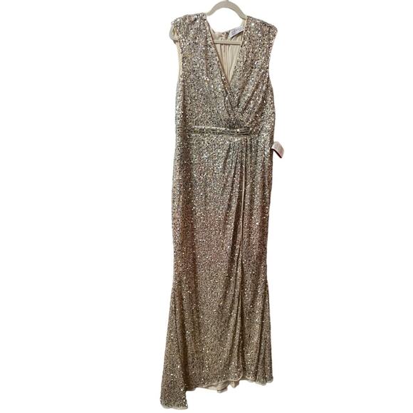 Mac Duggal Sequin Gown Cream Ombre Size 14 New Retails $398 - Picture 3 of 6